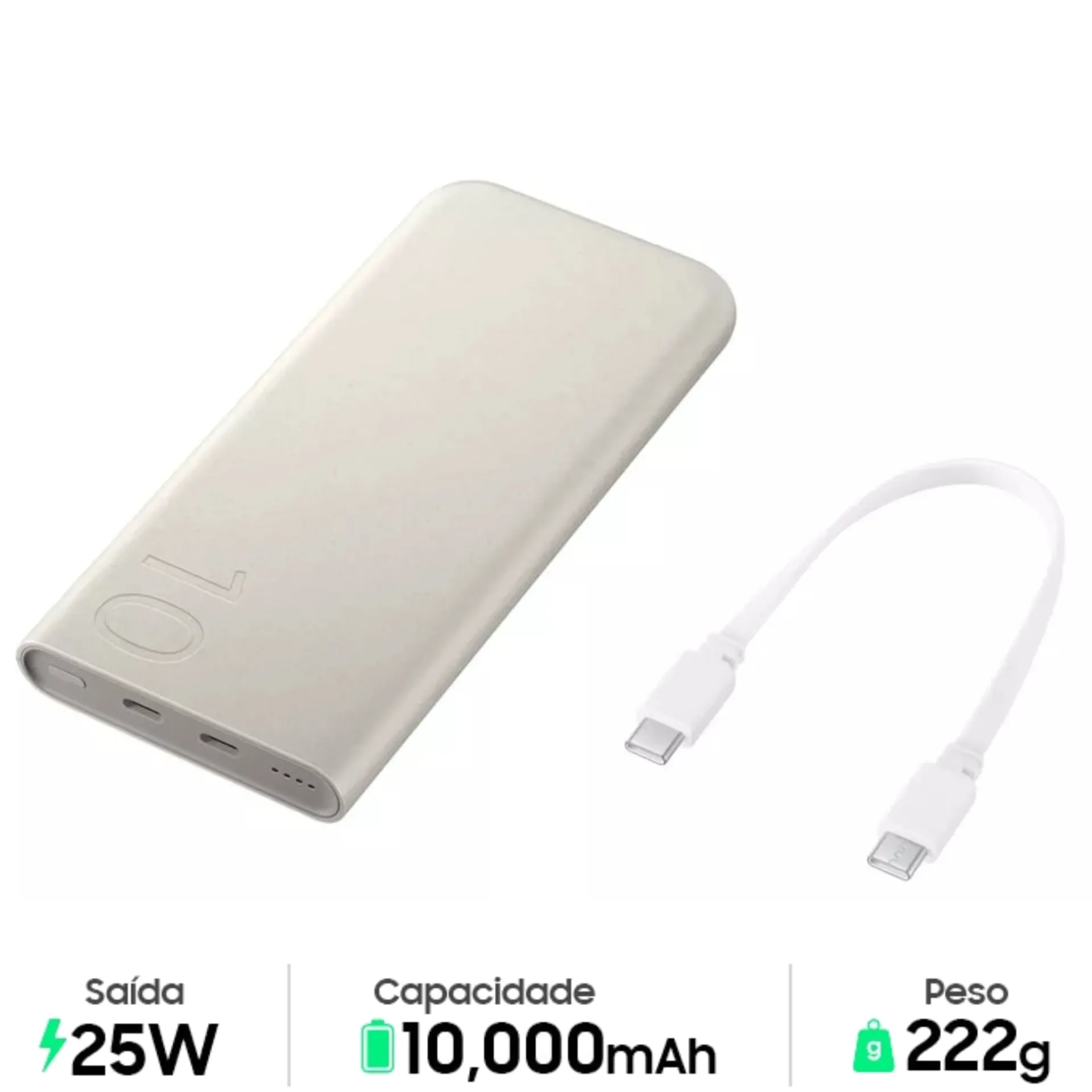 [R$ 99 Selecionados] Samsung Carregador Porttil 2x Usb-C, 10000mah, Super Rpida 25w